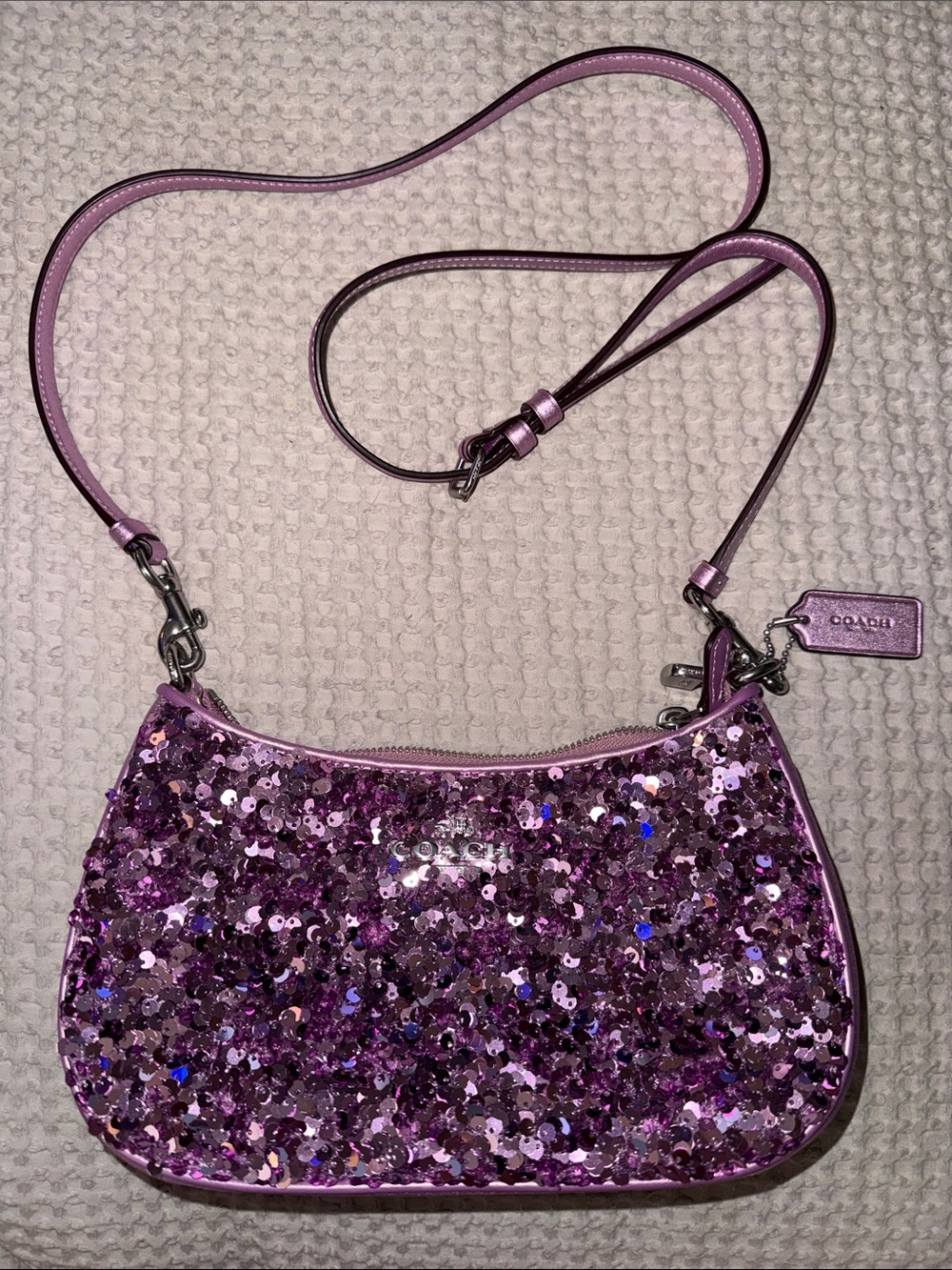 Coach Purple Sequin Mini Crossbody Bag
